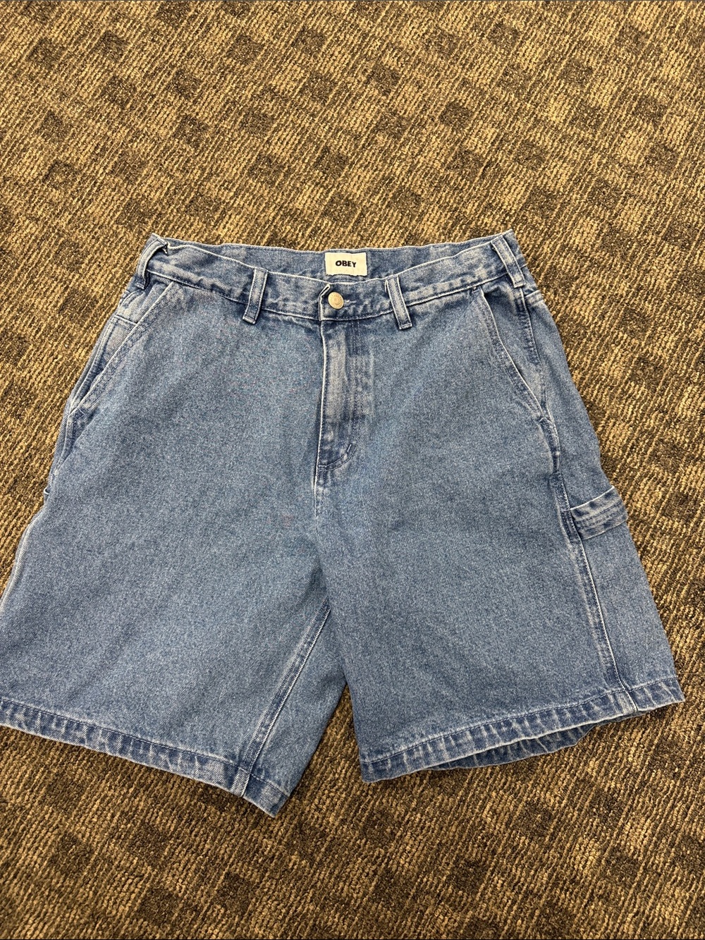 OBEY Men’s Carpenter Denim Shorts Size 30 Baggy Skate Y2K Style 100% Cotton